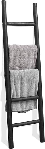 Miniatura 8 de FUIN Escalera de madera totalmente montada de 5 pies, para sala de estar, decoración de pared, soporte de colcha de granja, soporte de toalla de