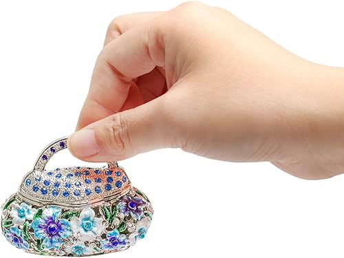 Miniatura 2 de Joyero vintage pequeño esmaltado con bisagras caja de almacenamiento de joyería soporte de joyería caja de anillos para mujeres y niñas regalo de