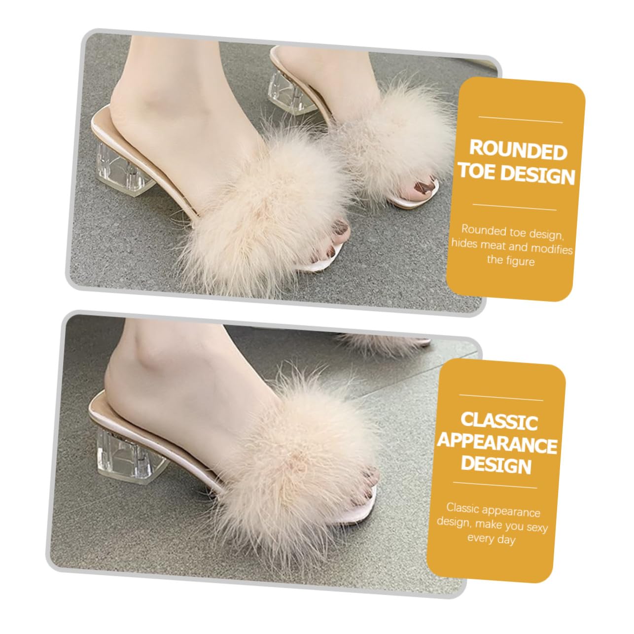 Mipcase Pantuflas de Tacón Peludo para Mujer Talla 38, Gamuza y Goma