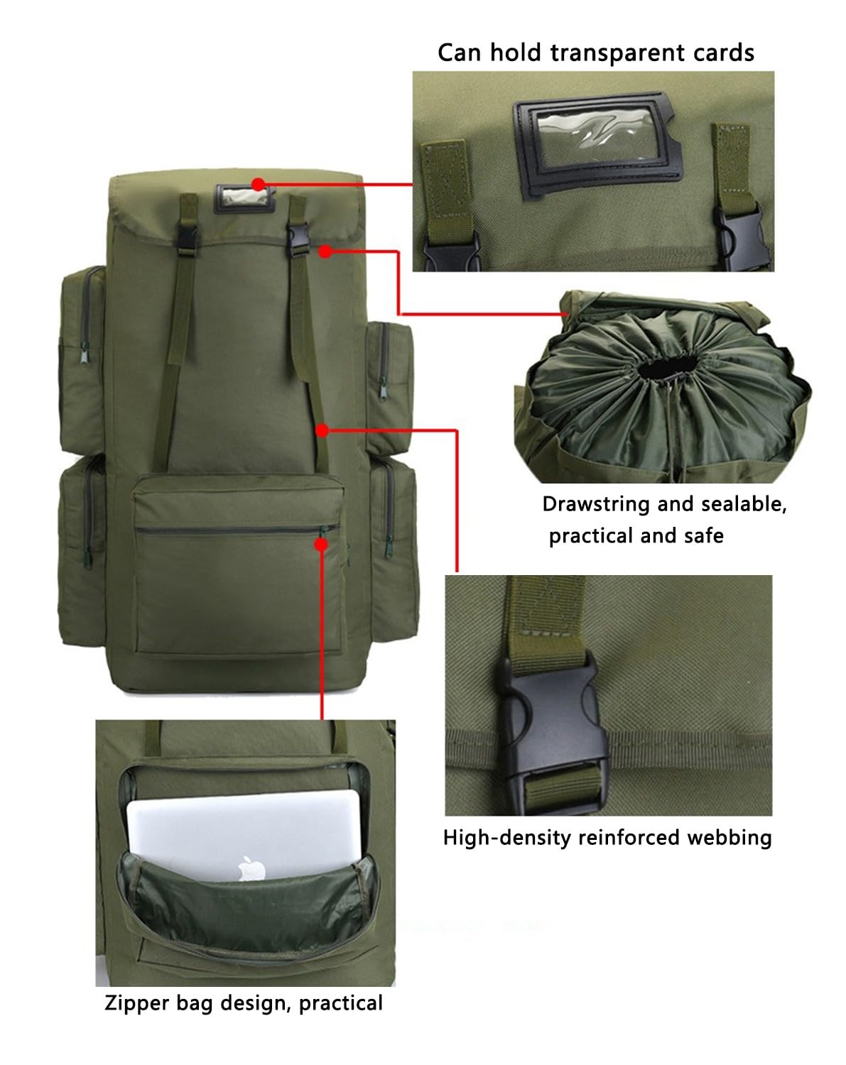 Camping Rucksack Grosser Rucksack Militärrucksack Für Outdoor Fur Camouflage Notfallrucksack Wasserdicht Survival Gefüllt Fluchtrucksack Notfall Backpack 130L Großer Rucksack