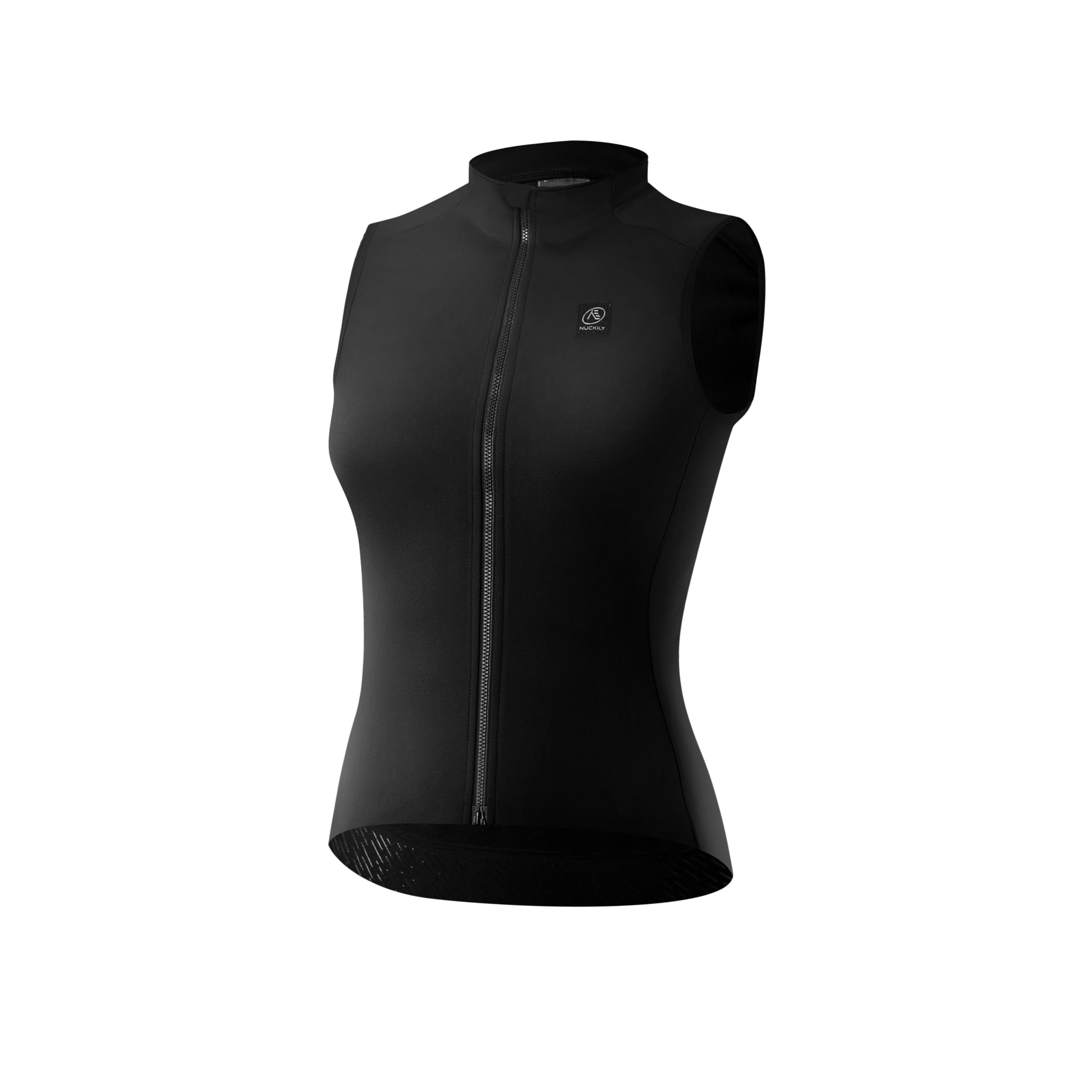 NUCKILY Damen Radtrikot Winter Thermo Fahrradweste Winddichte Thermofleece Ärmellose Radjacke für Rennradfahren Gravelbiking Schwarz