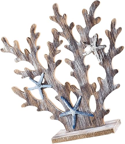 Miniatura 5 de VICASKY Decoración de arrecife de coral, estatua náutica de resina, decoración náutica para el hogar, playa, costero y océano, estante de gabinete,