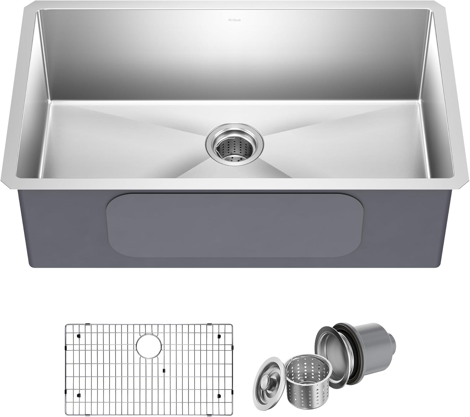 Kraus KHU100-32 Standart PRO 16 Gauge Undermount Single Bowl Stainless Steel Kitchen Sink, 32 Inch product image