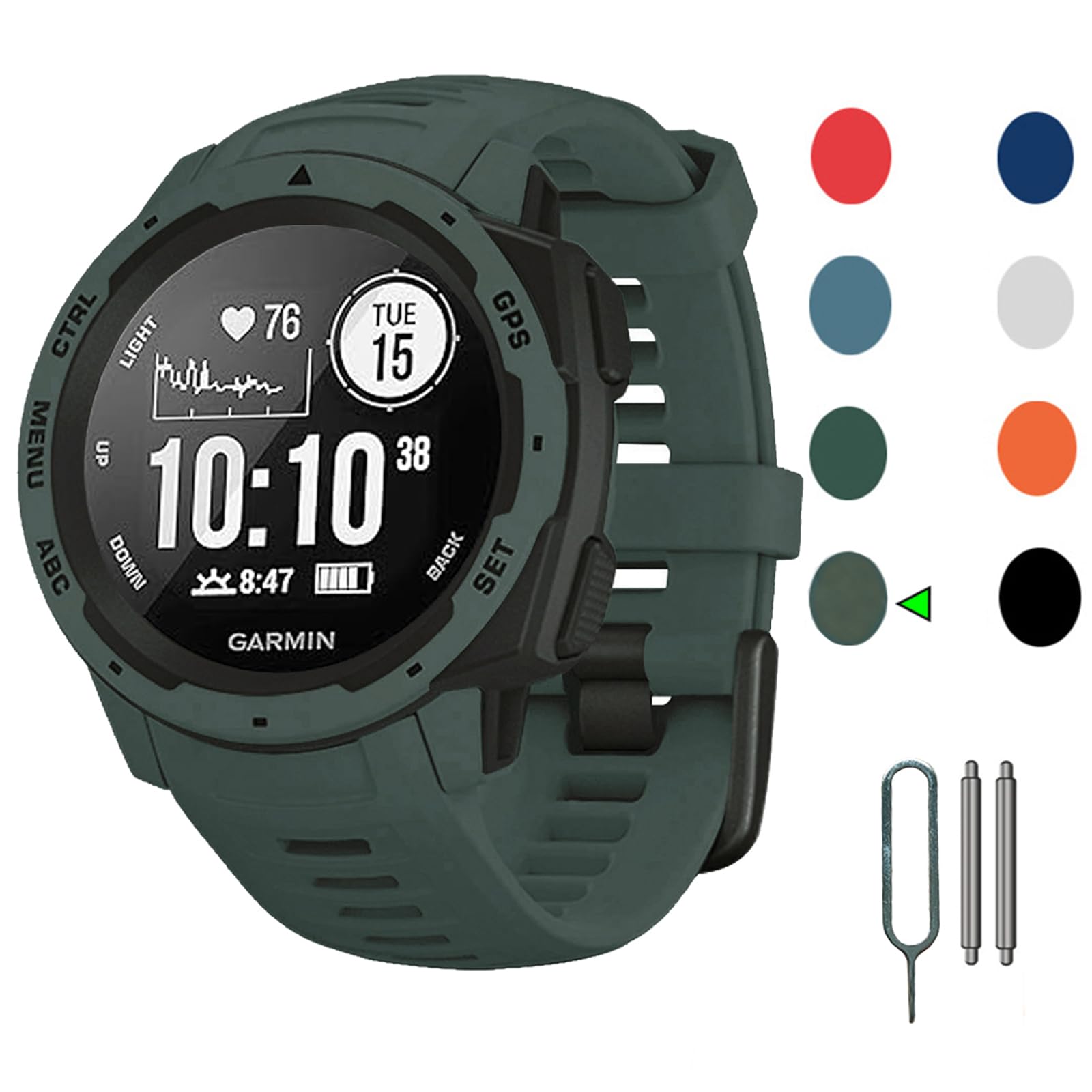 EXMRAT for Garmin Instinct Watch Band, Replacement Silicone Watch Strap for Garmin Instinct Solar/Tactical/Esports/Instinct Tide (Graphite Gray)