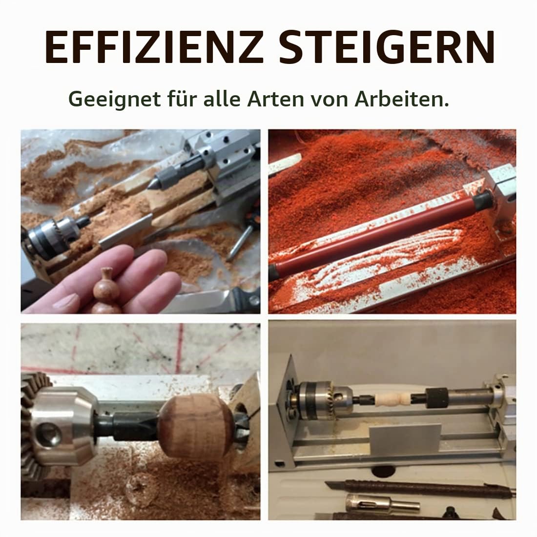 Mini-Drehmaschine 6-in-1 DIY Werkzeug - Hochleistungs-96W für Holz- und Steinschnitzerei, Schleifen, Bohren