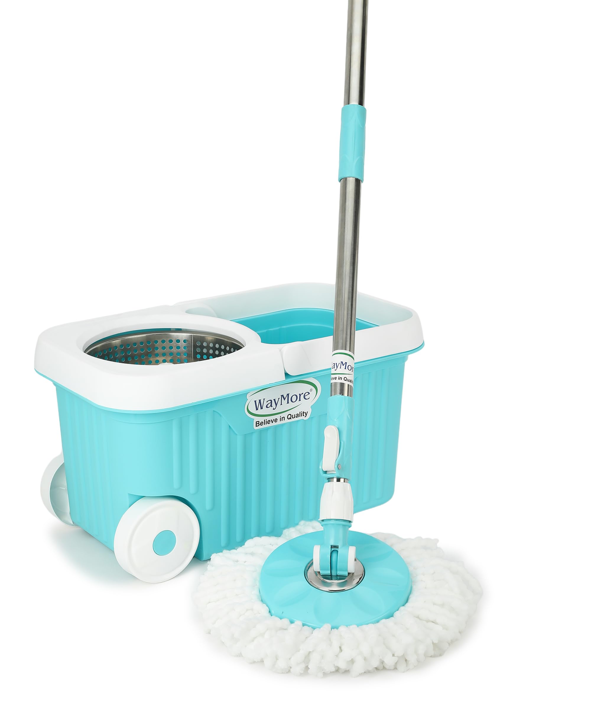 Waymore Rectangular Bucket Spin Mop with 2 Wet/Dry MopHead Extendable Handle Removable Steel Wringer 360° Floor Cleaning Mopping Set (Multi Colour) (B0CRSKKGRJ) Amazon Price History, Amazon Price Tracker