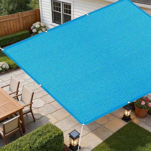 Voile d'ombrage 370x400 cm bleu ciel avec œillets pour jardin
