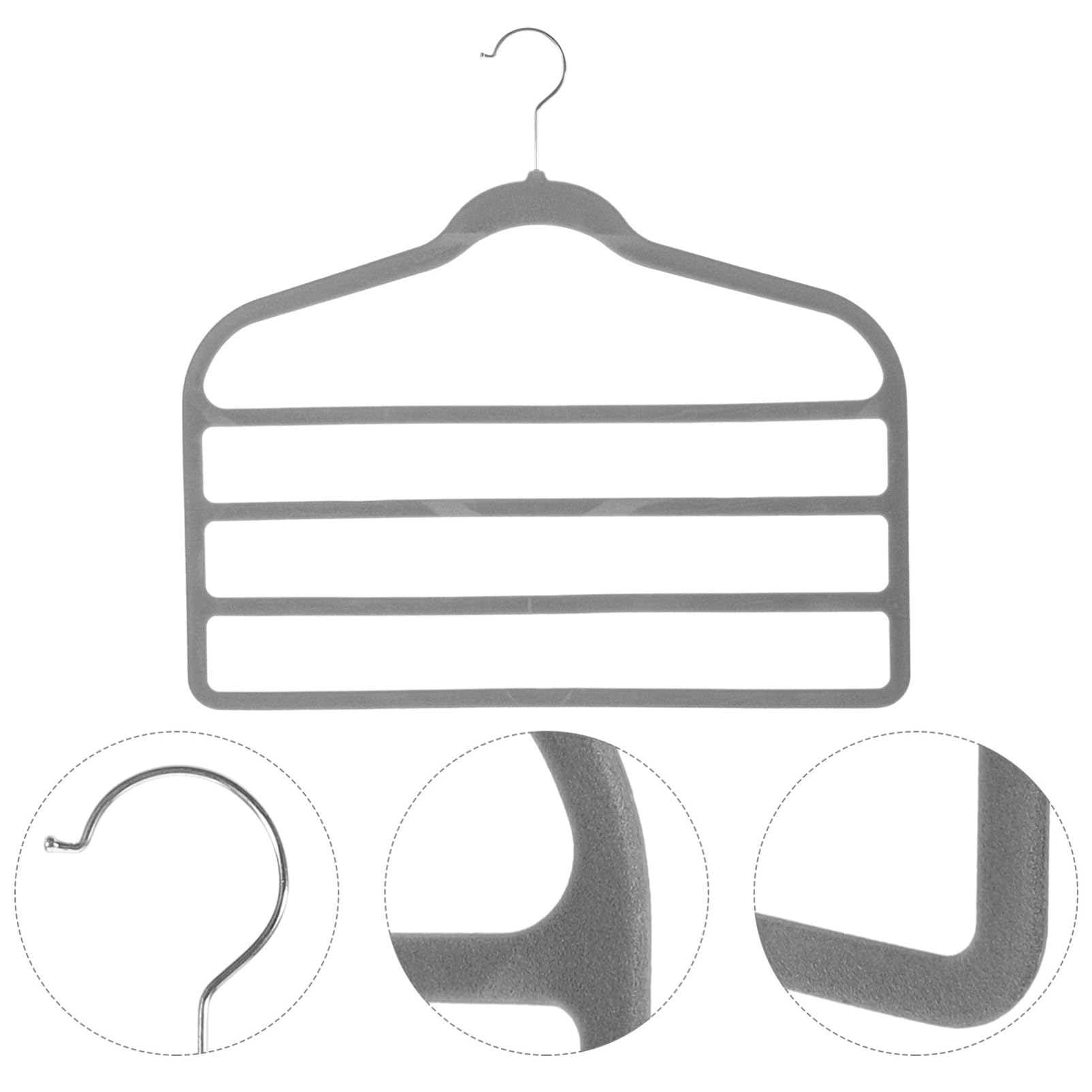 Perchas Multicapa Paquete de 10 Piezas Material de Terciopelo Antideslizante Organizador Multifunción para Ahorrar Espacio Armario para Pantalones
