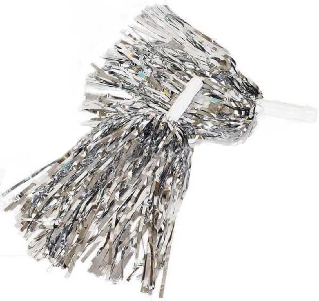WP WANNA PARTY Wanna Party Cheerleader Pom Poms Silver/Cheerleading Squad Spirited Fun Poms Pompoms Cheer Costume Accessory for Party Dance Sports, for Kid