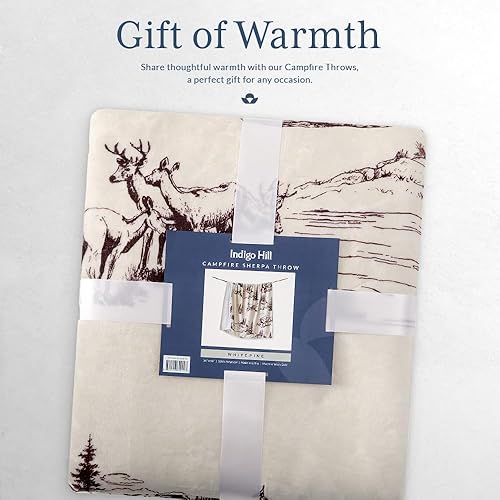 Miniatura 5 de Indigo Hill by HiEnd Accents - Manta de sherpa de pino blanco, estampado de oso de montaña, ciervo, ciervo, alce, manta occidental para campamento
