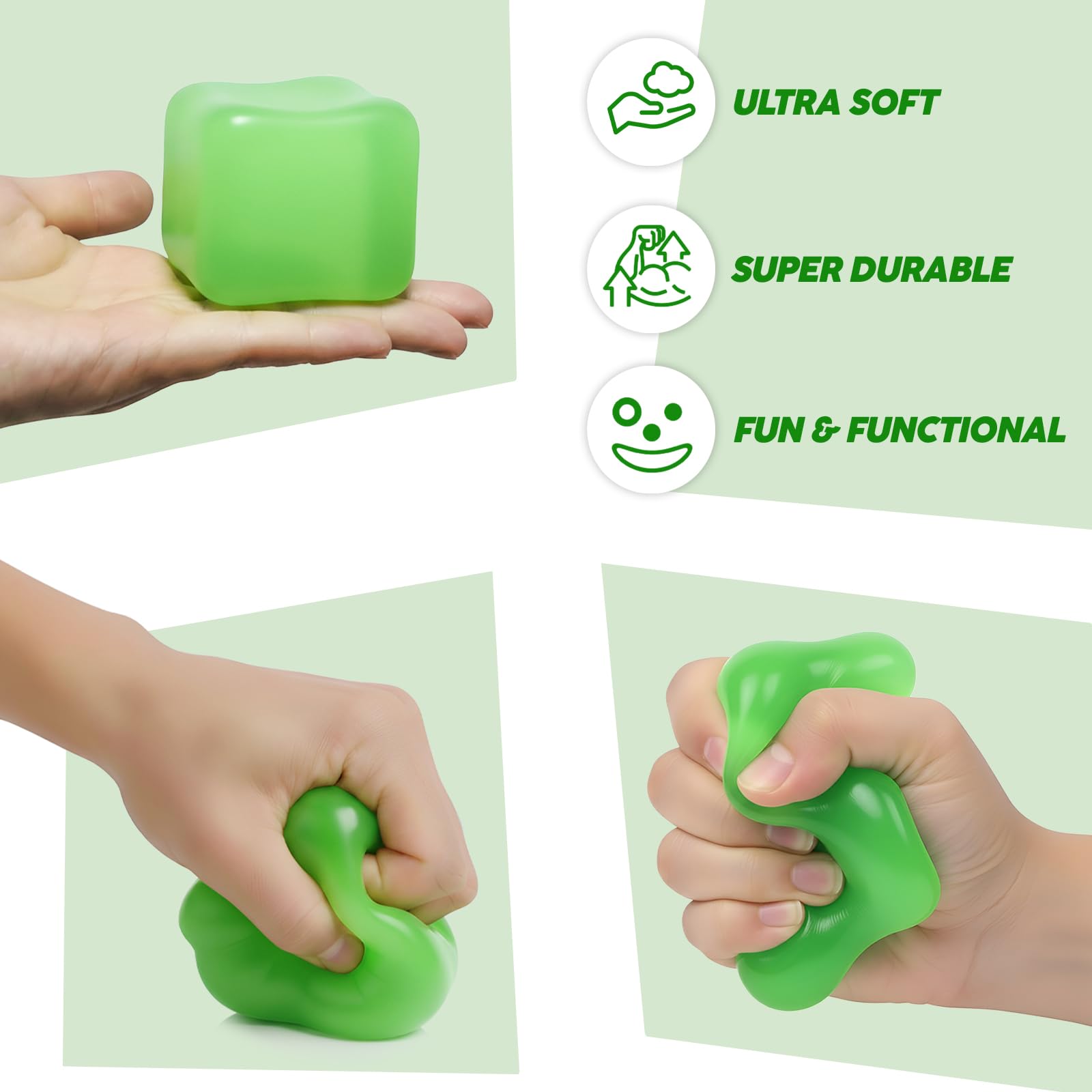 Bounceback Cube, Stress Toy, Soft Non-Toxic Silicone Fidget Cube for Stress & Anxiety Relief - Image 4