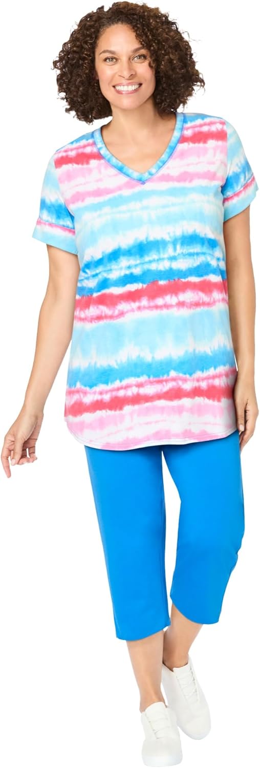 Woman Within Plus Size Two-Piece V-Neck Tunic & Capri Set