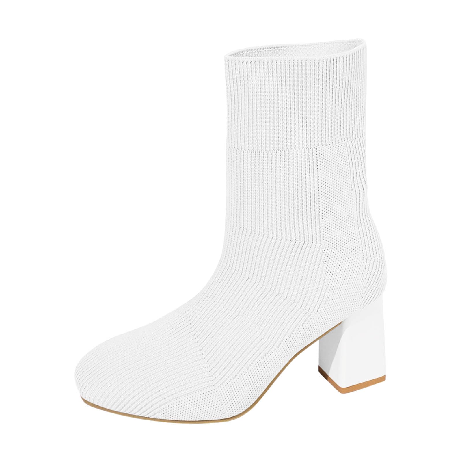 Bottines courtes modèles classiques bout rond et bottes épaisses à sangle arrière - 8