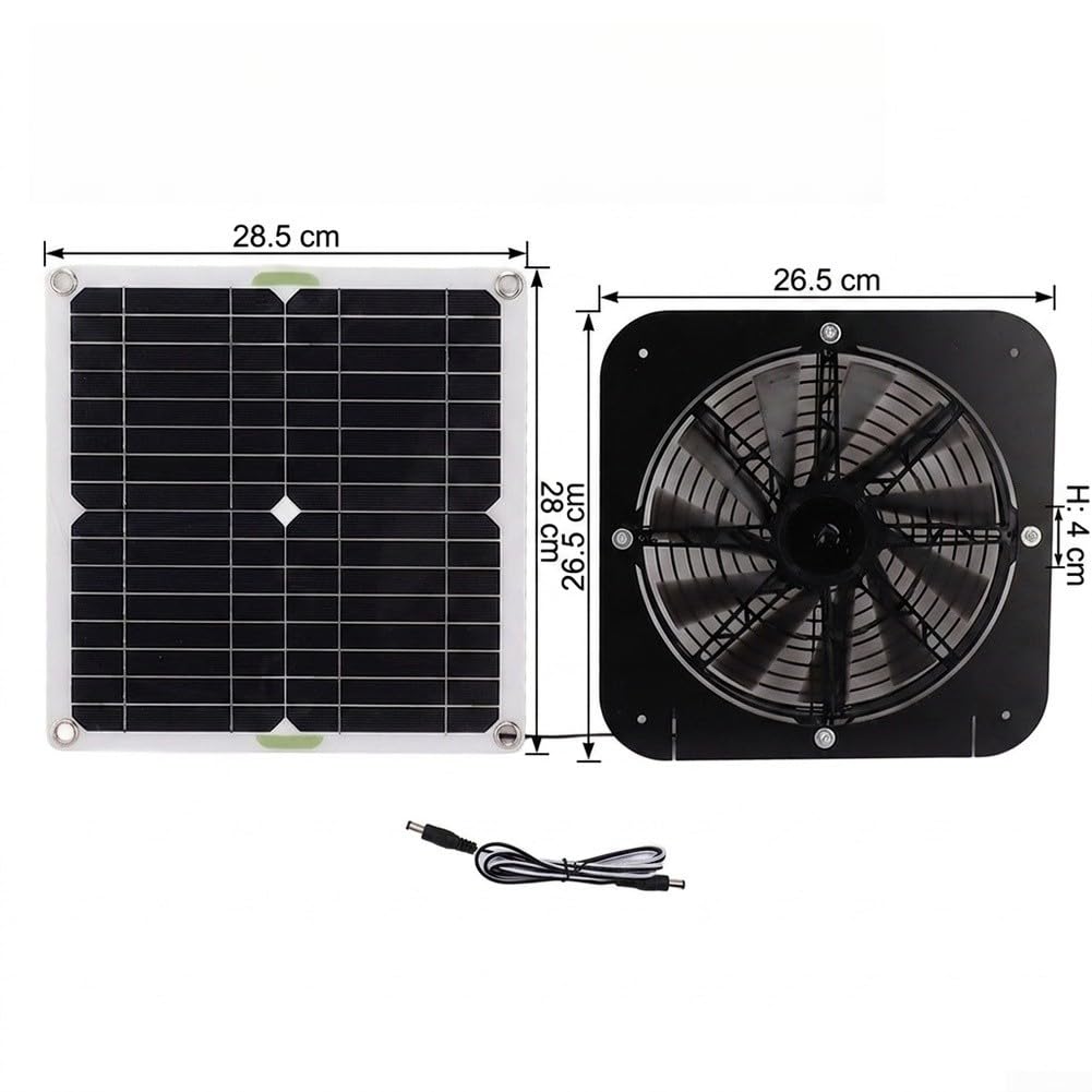 Ventola a pannello solare monocristallino, copertura 200 m² | Pannello da 100 W, 3000 giri/min, ventilazione ideale, pollaio, durevole