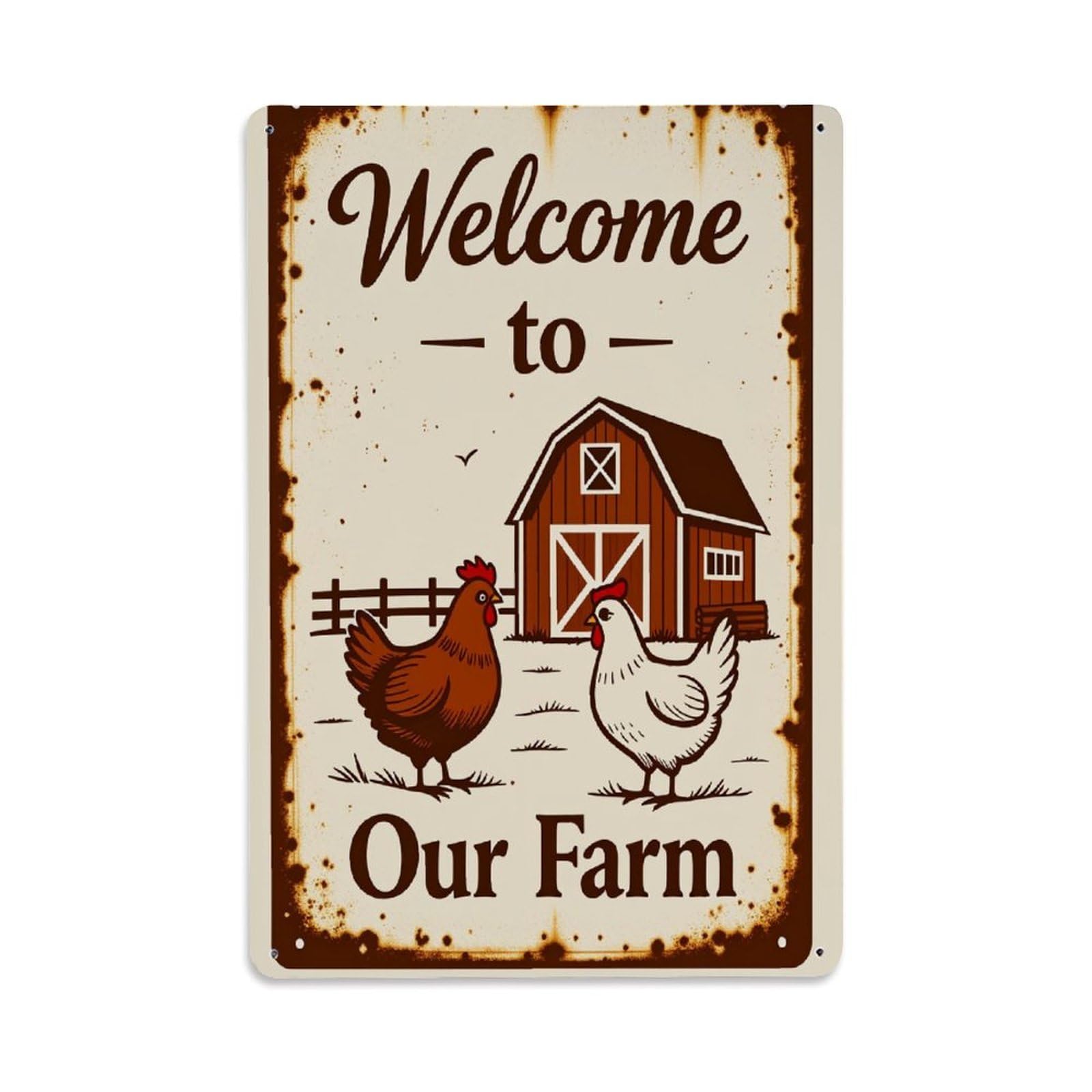 Enderetf Vintage Welcome To Our Farm Sign Tin Sign Metal Poster, Home Bar Garage Man Cave Cafe Indoor & Outdoor Wall Decoration 8X12inches