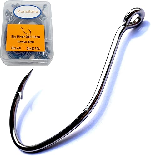Anzuelos de bagre Big River Bait Hook 25-50pcs de 1-100 anzuelo de pesca de agua salada Amplio hueco gancho de cabeza plana de caza grande