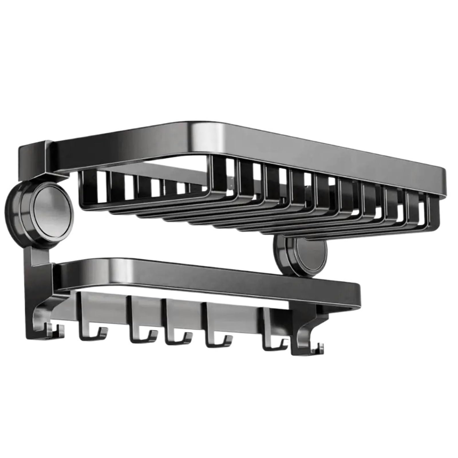 Bathroom towel rail Suction Cup Foldable Towel Rack Wall Mounted Bathroom Bar (Grey 60cm)