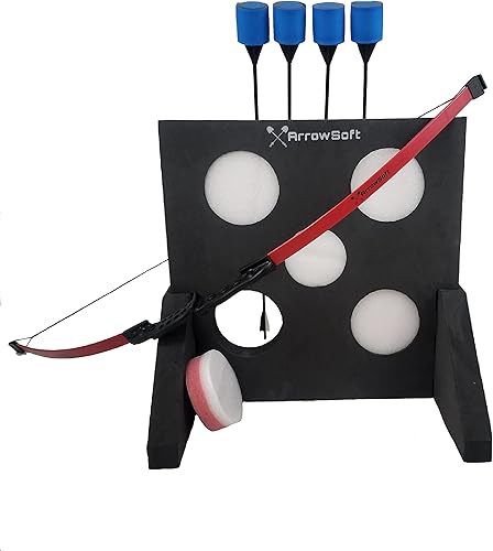 Miniatura 8 de Juego de tiro con arco, seguro, divertido y fácil de usar para todas las edades (juego de arco doble objetivo para adultos)