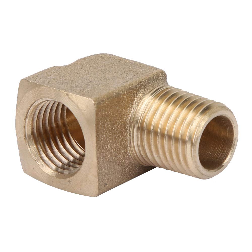Ftvogue Men's Gold Brass 90 Degree Elbow Pipe Fitting 1/4 Inch Npt To Fe Corrosion Resistant Plumbing Connector For Water Supply Gas Lines Fuel Transfer System