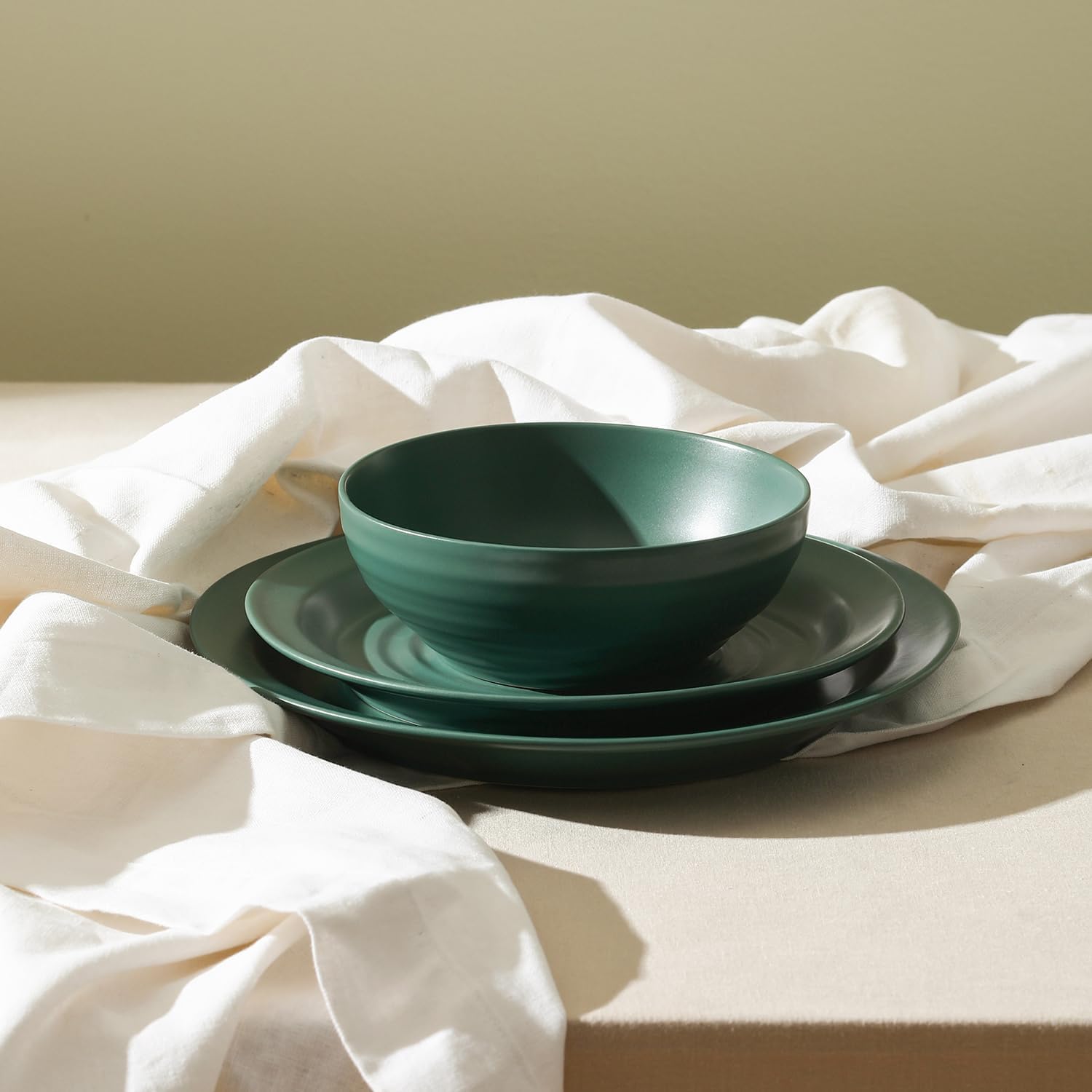 Stone Lain Orbit 24-Piece Dinnerware Set Stoneware, Green