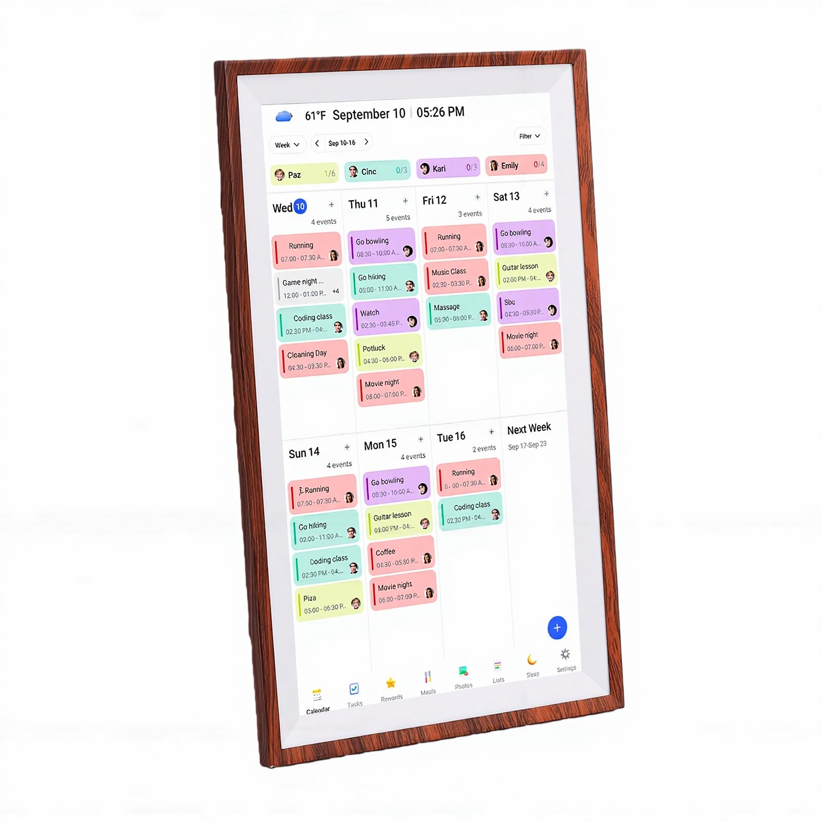 Luocute 15,6 Zoll Digitaler Kalender, Touchscreen-Familien-Organizer mit Aufgabentabelle, Essensplaner, Bilderrahmen, WLAN-Synchronisierung für, Smart Home Hub, an der Wand (EU-Stecker)