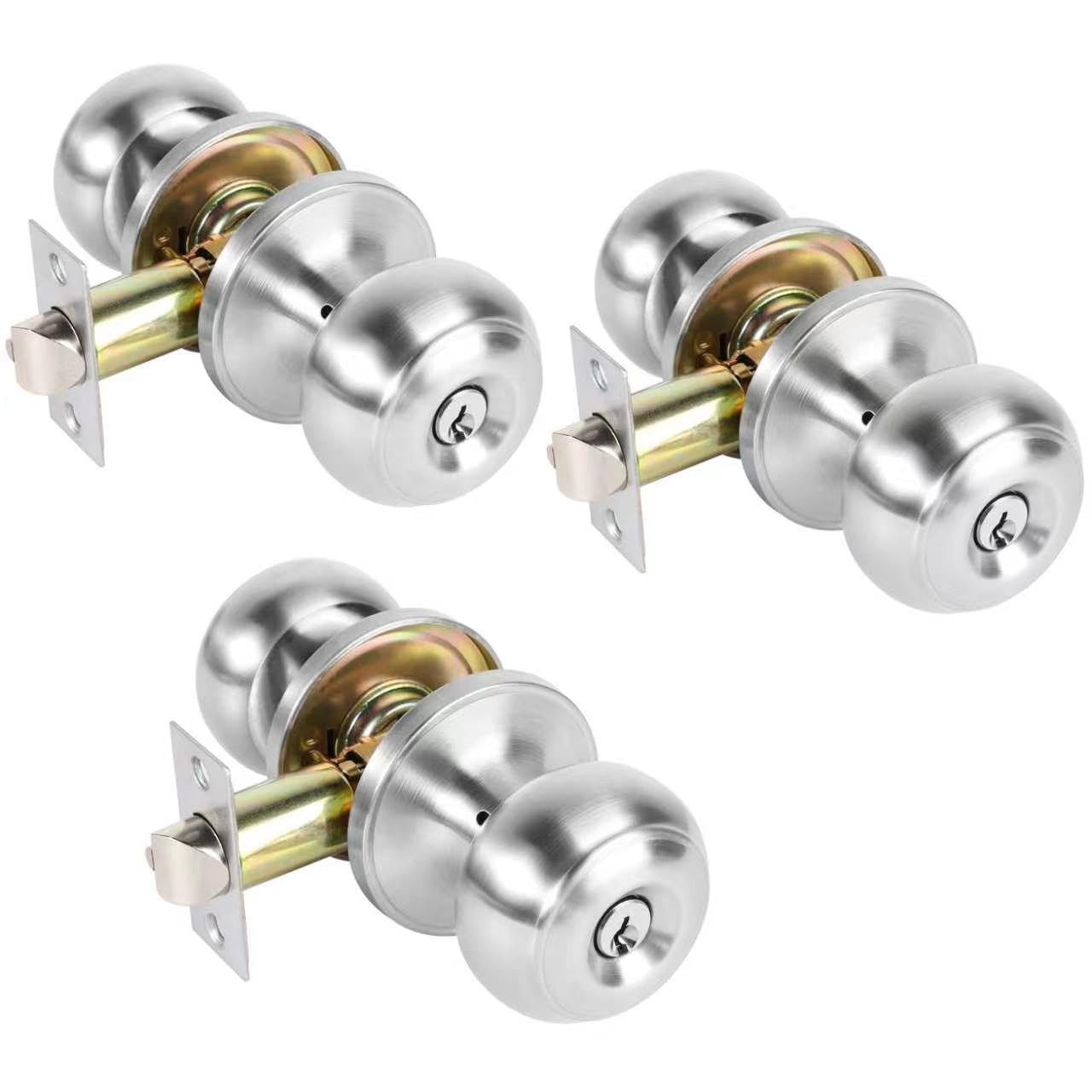 Matte Black Door Knobs with Lock - 6 Pack -12