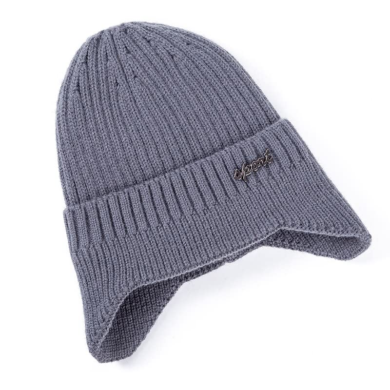 LEMITA Bonnet d'hiver doux pour homme et femme avec cache-oreilles, Navy Blue Set, taille unique