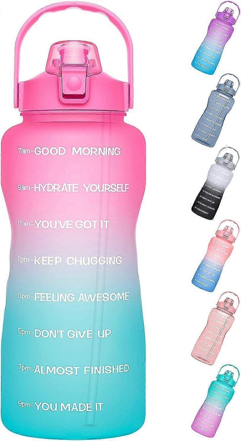 JOYHAPPST 2.2 L Water Bottle with Time Marking, Leak-Proof Water Bottle with Straw and Handle, BPA-Free, Tritan Material for Gym and Outdoor Sports