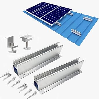 Produktbild von Solarmodul-Halterungsset Für Dach & Balkonkraftwerk – Alu-Schienen & Klemmen Für 35mm Module, Flachdach & Blechdach