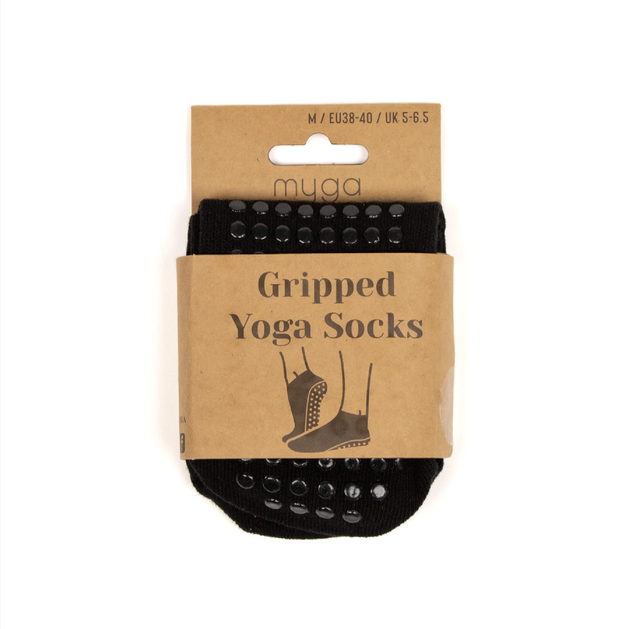 Myga Unisex Yoga Socks - Black - XL