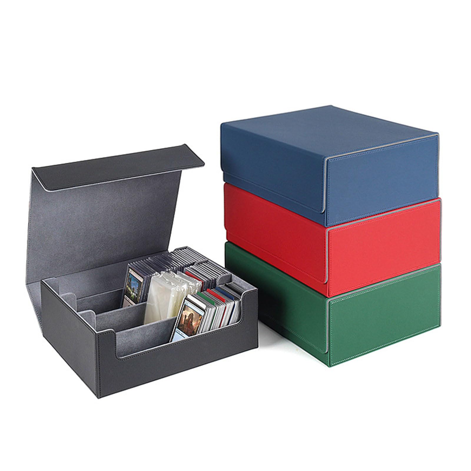 Custodia in pelle PU con divisori versatile raccolta di carte contenitori multiuso magnetico Deck Box