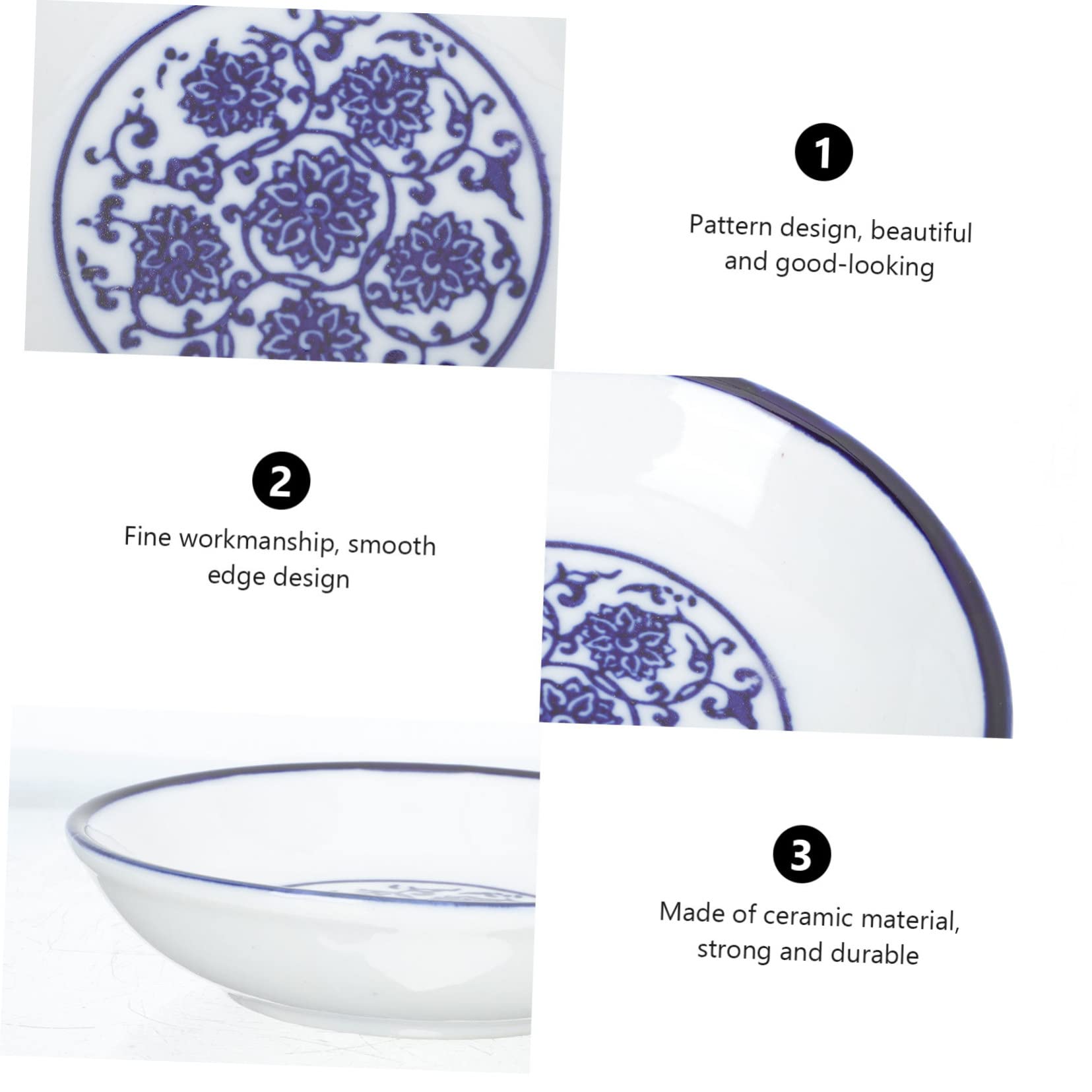 Unomor 4pcs Seasoning Dish Side Dish Bowls Vinegar Dipping Holders Hand Painting Sauce Dish Simple Spice Dish Dipping Bowls Sauce Cups Tableware Flatware Condiment Dish Ceramics re-usable