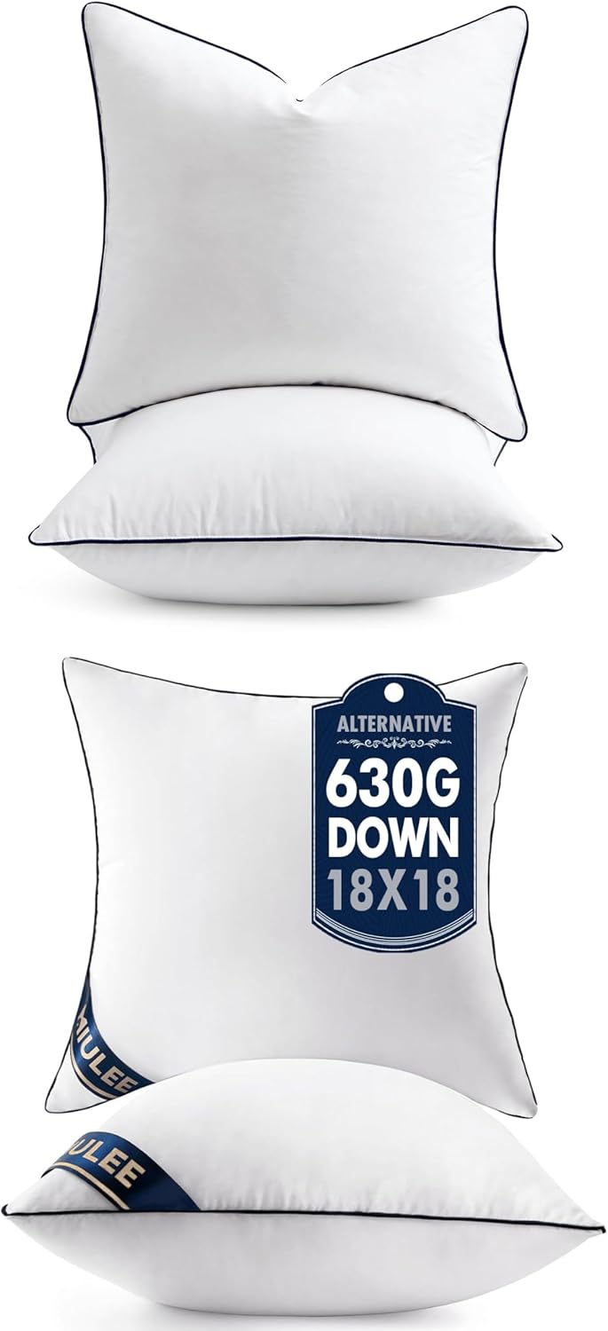 MIULEE 18x18 Pillow Inserts,Down Alternative Filling Pack of 2 Ultra Soft Throw Pillows Bundle Down Alternative Throw Pillow Inserts