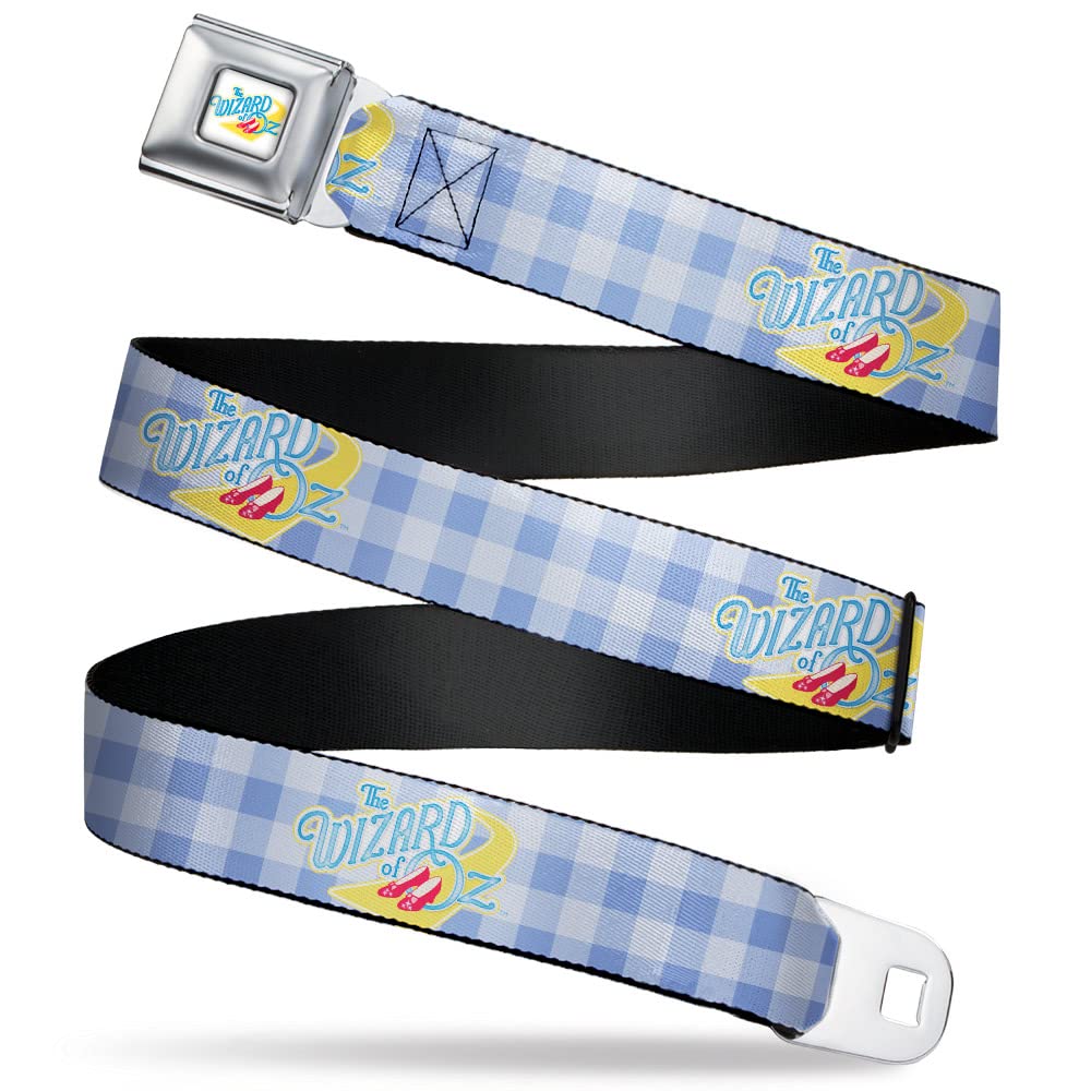 Movies Belt, Seatbelt Buckle Belt, The Wizard of Oz Logo Gingham Checker Blues, Youth 20 to 36 Inches