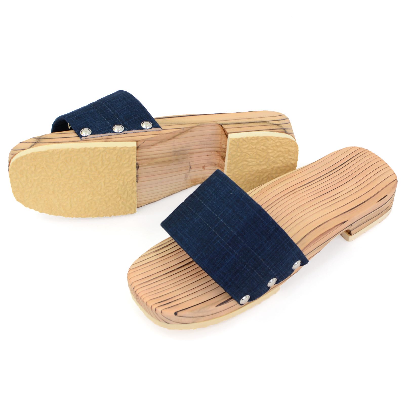 Takeharu Hita Cedar Geta Clogs, Navy