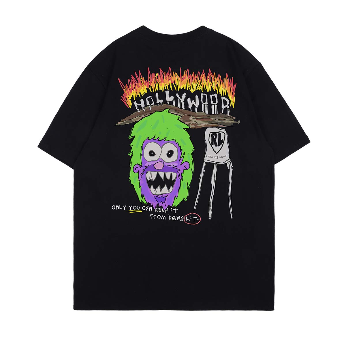 Arnodefrance Men Vintage Graphic Printing T-Shirt Hip Hop Rapper Tee Shirt Cotton Short Sleeve Shirt X-Large Black2