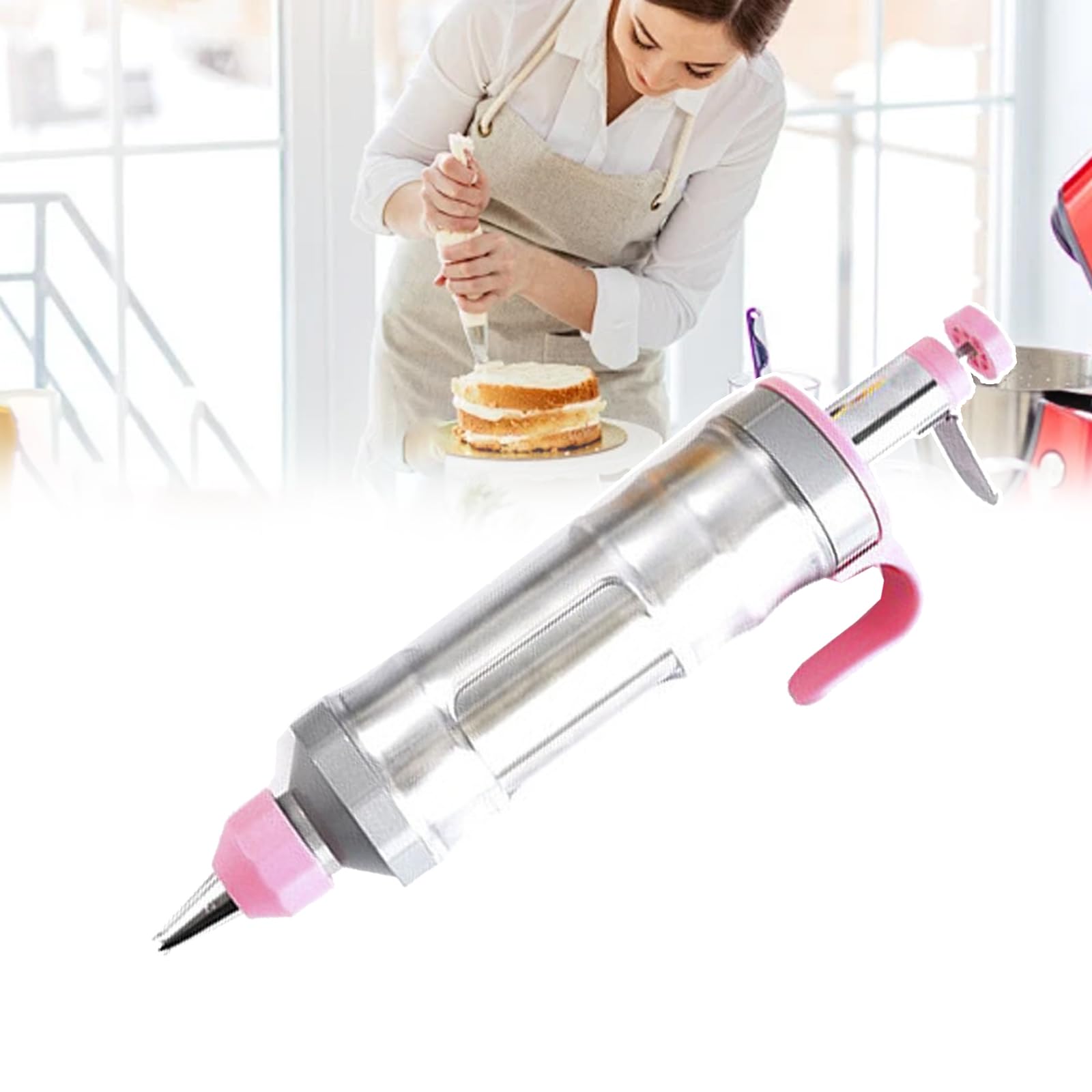 Stampino per biscotti con ugelli, set di pompe per decorare torte in acciaio inox, manico comodo, kit di stampi per taglierina