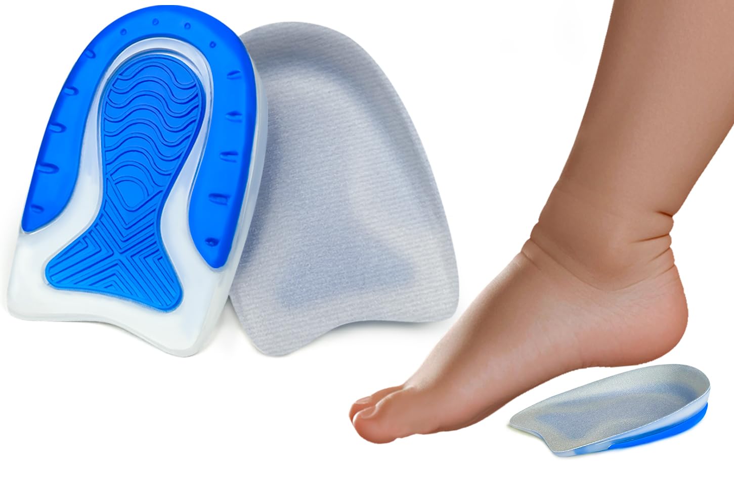 Beautulip Heel Cups for Kids & Petite Women - Soft Gel (TPE) for Sever’s Disease, Growing Pains & Plantar Fasciitis - Shock Absorbing Inserts for