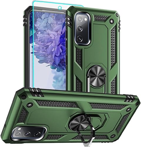 Funda para Samsung Galaxy S20 FE, Samsung S20 FE con protector de pantalla HD, grado militar de 16 pies probada en caídas anillo a prueba de golpes