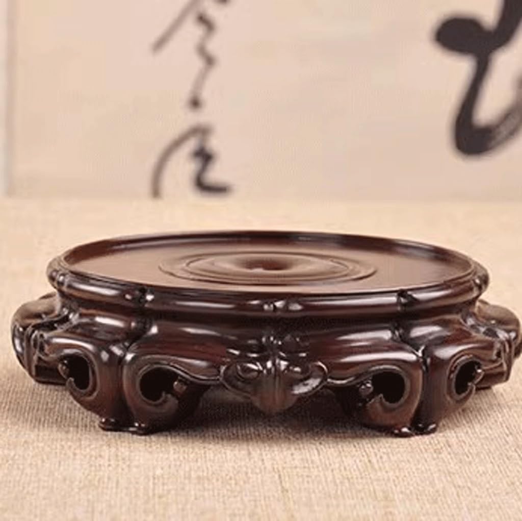 Bonsai Pedestal Vase Pedestal Stands Round Vase Teapot Incense Burner Flowerpot Ornament Base Solid Wood Bracket Planter Stand Plant Holder