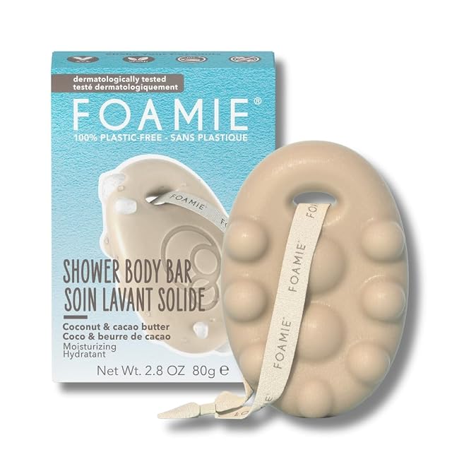 Foamie Solid mydło z papai i mlekiem owsianym, kojące i odżywcze mydło z kulkami do masażu, 100% wegańskie i bez plastiku 80g