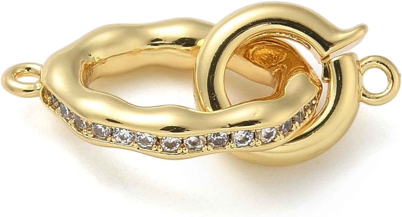 LiQunSweet 5 pcs Oval Brass Micro Pave Cubic Zirconia Fold Over Clasps Ellipse Folding Extender Clasp for Bracelet Necklace Anklets DIY Jewelry Making Earrings Connector-22×13mm