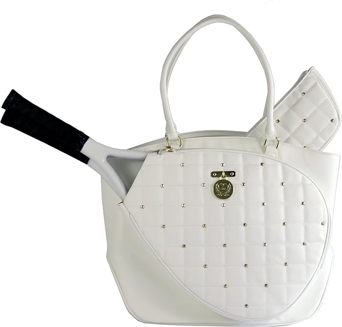 Court Couture Cassanova Studded Quilted White Tennis Tote