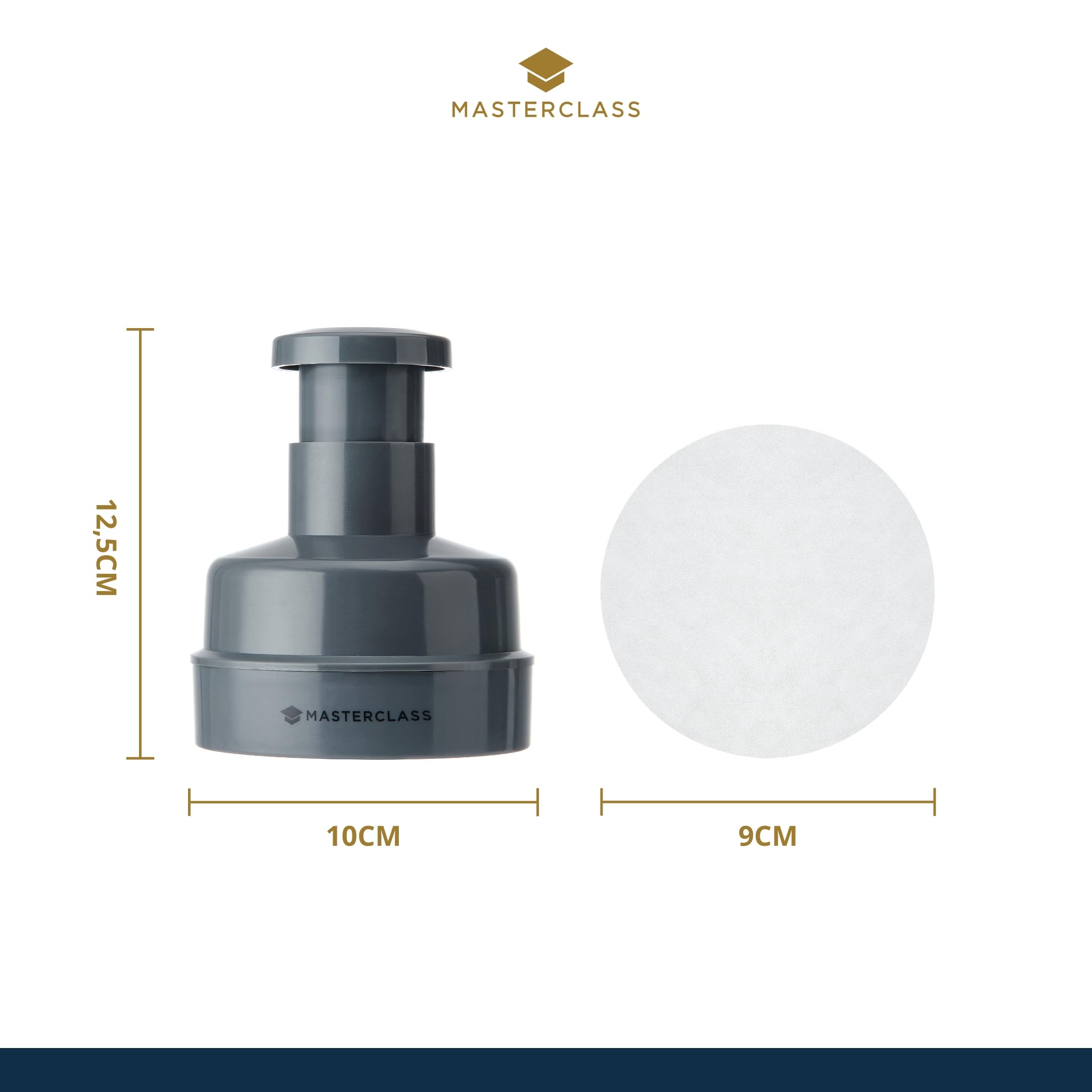 MasterClass Burger Maker Press, Burger Patty Maker para hamburguesas caseras, kit antiadherente para hamburguesas con molde para hamburguesas, 100 discos de cera y un libro de recetas.