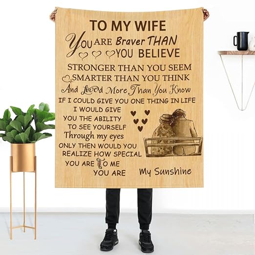 from Husband-to My Wife Blanket from Husband Romantic Gifts for Her Super Soft Throw Blanket for Her Wife Gifts from Husband,50x60 inch