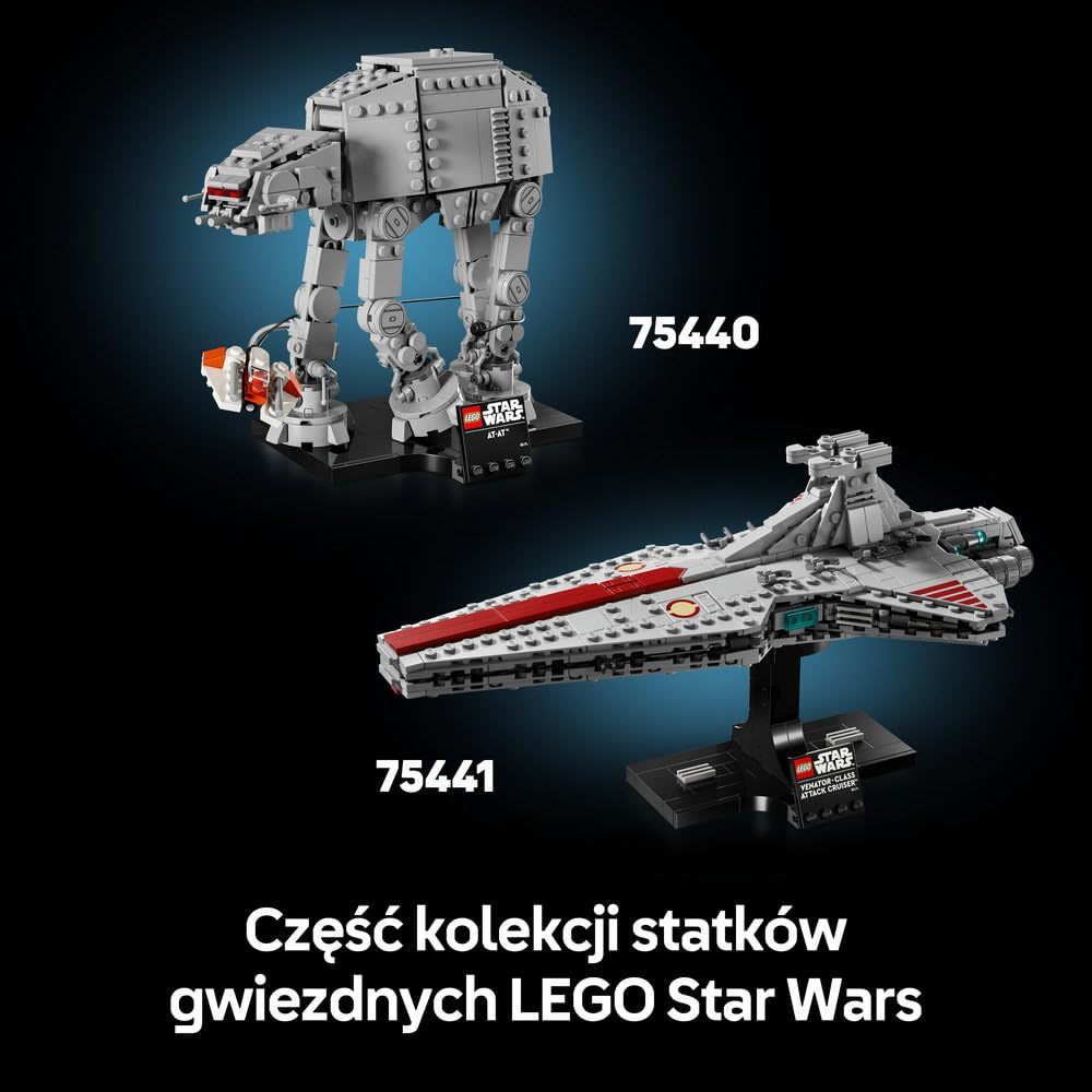 LEGO Star Wars Krążownik szturmowy typu Venator 75441 | Model statku kosmicznego, kolekcjonerski zestaw klocków dla dorosłych, prezent dla fana Star Wars, gadżet, 643 elementy