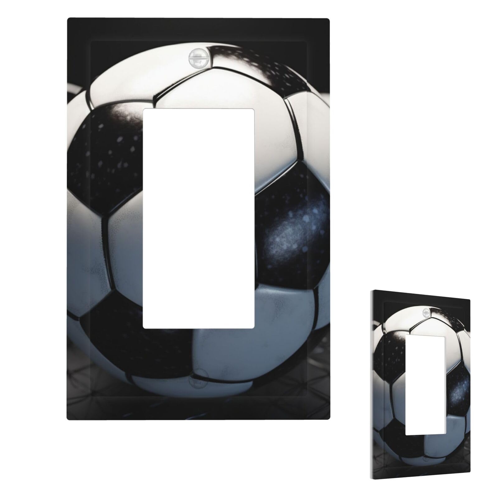 Fekiloot 1 Gang Soccer Ball Wall Plate Cover Modern Decorative Light Switch Cover Unbreakable Receptacle Outlet Covers For Living Room Bedroom Home Decor