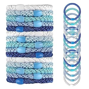 15Pcs Elastic Hair Bands Mixed Color Hair Ties for Women Girls Ponytail Holders for Thick Hair Elastics Ties No Damage(Dark Blue)