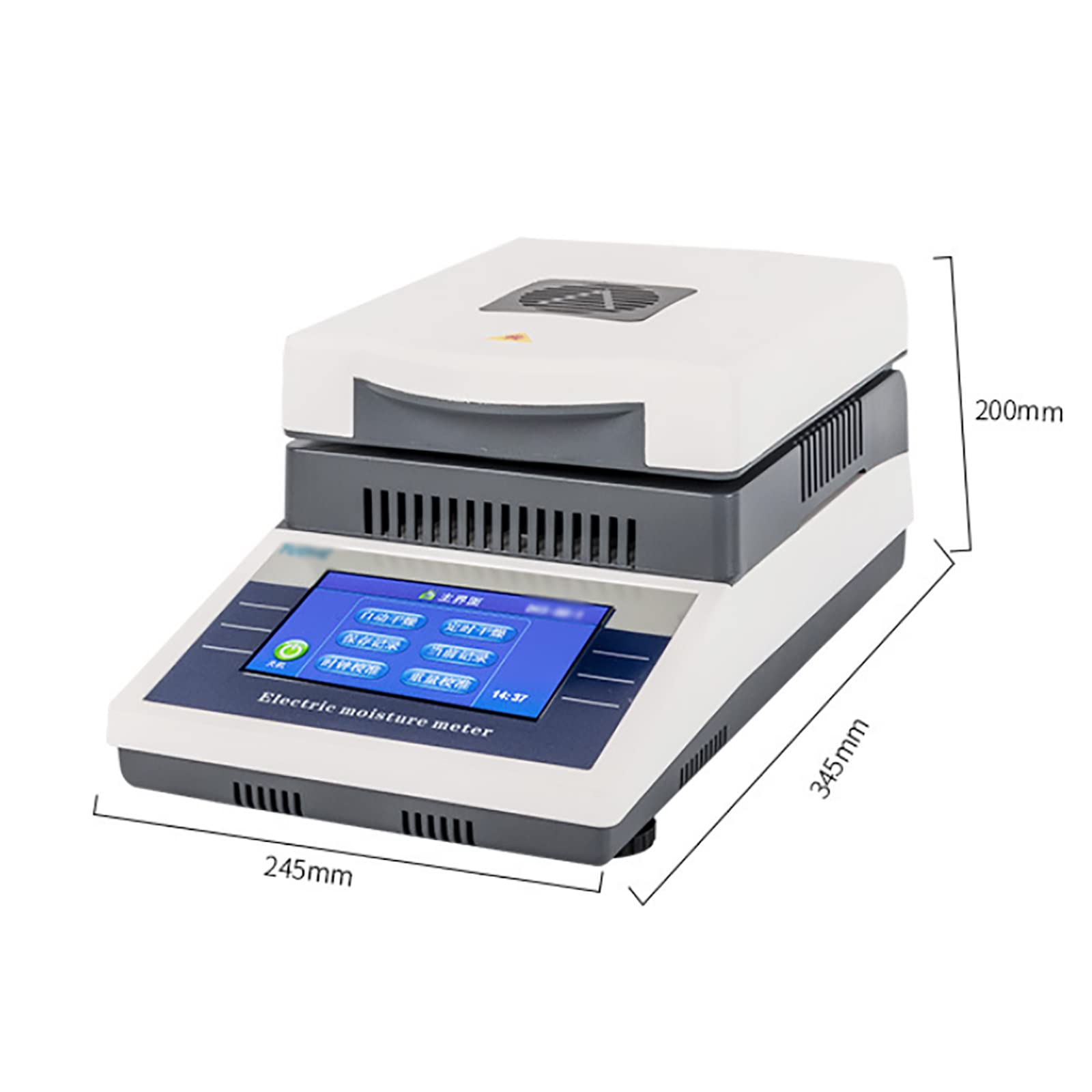 Analizador de humedad medidor de laboratorio con calefacción halógena, bandeja de muestra de aluminio, capacidad de 50 g, legibilidad de 0,005 g, control de 60-160 °C, dos modos de secado para