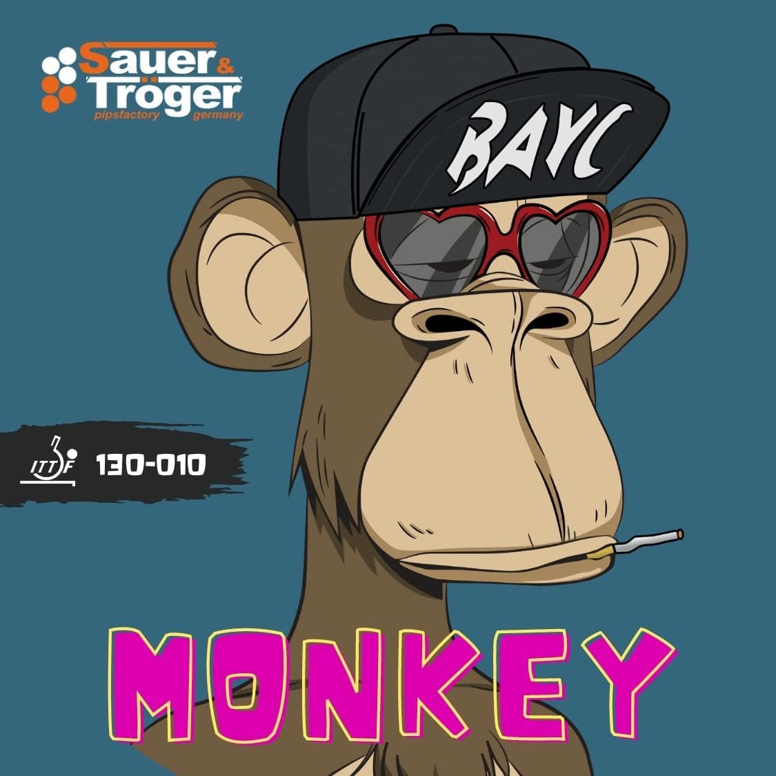 Sauer & Tröger Monkey | Picots Longs Ping-Pong | Ox, 0,6 mm | Rouge, Noir, Bleu